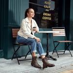 Hawkwell Women's Combat Boots Fashion Side Zipper Buckle Ankle Booties,Khaki PU,5 M US