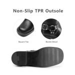 DREAM PAIRS Women's Knee High Boots Side Zipper Motorcycle Boots Square Toe Chunky Low Heel Fashion Buckles Biker Riding Boots,Size 7.5,Black-Pu,SDKB2412W