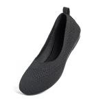 Frank Mully Women’s Ballet Flat Shoes Knit Dress Shoes Round Toe Slip On Ballerina Flats for Woman Low Wedge Comfort Soft,Black,12