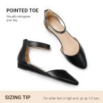 DREAM PAIRS Women's Low Wedge Pointed Toe Ankle Strap Dress Comfortable Casual Flats Shoes,Size 7,Black/Pu,AMIGA