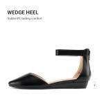 DREAM PAIRS Women's Low Wedge Pointed Toe Ankle Strap Dress Comfortable Casual Flats Shoes,Size 8,Black/Pu,AMIGA