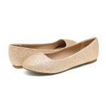 DREAM PAIRS Women's Sole-Simple Wide Width Flats, Ballerina Walking Flats, Comfortable Slip on Shoes,Size 6.5W,Gold-Glitter,Sole-Simple