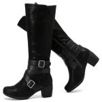 Ruiee Knee High Boots for Women Chunky Heel Casual Comfort Pointed Toe Boot Womens Fashion Fall Winter Knee-High Boots. 230304 Black ZPU Size8.5