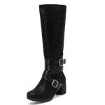 Ruiee Knee High Boots for Women Chunky Heel Casual Comfort Pointed Toe Boot Womens Fashion Fall Winter Knee-High Boots. 230304 Black ZPU Size8.5