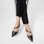 Arromic Slingback Flats for Women Pointed Toe Flat Shoe Comfortable Leather Casual Fashion Dress Work Office Shoes Black