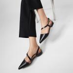 Arromic Slingback Flats for Women Pointed Toe Flat Shoe Comfortable Leather Casual Fashion Dress Work Office Shoes Black