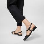 Arromic Slingback Flats for Women Pointed Toe Flat Shoe Comfortable Leather Casual Fashion Dress Work Office Shoes Black