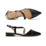 Arromic Slingback Flats for Women Pointed Toe Flat Shoe Comfortable Leather Casual Fashion Dress Work Office Shoes Black