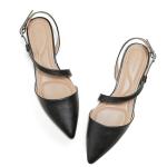 Arromic Slingback Flats for Women Pointed Toe Flat Shoe Comfortable Leather Casual Fashion Dress Work Office Shoes Black