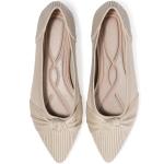 TINGRISE Women's Flats Shoes Comfortable Dressy Pointed Toe Knit Washable Ballet Flat Beige US8