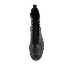 Soda FLING Women Chunky Lug Sole Lace up Fashion Combat Ankle Boot w/Side Zipper (Black Pu, 8.5)