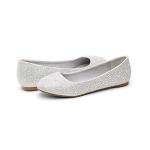 DREAM PAIRS Womens Rhinestone Ballet Flats Shoes, Silver - 11 (Sole-Shine)
