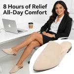 MUSSHOE Women’s Pointed Toe Mule Flats: Comfortable Lightweight Slip On Backless Loafers with Memory Foam for Office Work & Dressy Casual Wear,Beige Suede 8