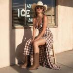 Bybmorto Brown Cowboy Boots for Women Square Toe - Mid Calf Western Cowgirl Boots with Embroidery, Pull On Low Chunky Heel Fashion Footwear for Daily Casual Party Country Concert, Size US 8