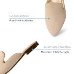 MUSSHOE Women’s Pointed Toe Mule Flats: Comfortable Lightweight Slip On Backless Loafers with Memory Foam for Office Work & Dressy Casual Wear,Beige Suede 8