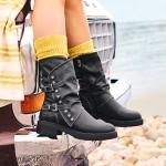 Blowfish Malibu Womens Venice Studded Moto Boot Black 10 M