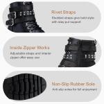 Vepose Women's Black Combat Lace up Ankle Boots, Motorcycle Booties, 919 Size 7 US - Moto Inside Zipper (CJY919 Black 07)