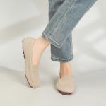 Women's Lightweight Knitted Loafers Casual Flat Shoes Comfortable Boat Shoes Flat Bottomed Breathable Shoes-Apricot-9.5