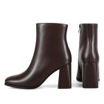 Wetviro Womens Square Toe Ankle Boots Chunky Block Heel Short Boots for Women Mid Heel Dressy Booties Office Party Daily Wear