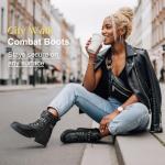 Vepose Women's Black Combat Lace up Ankle Boots, Motorcycle Booties, 919 Size 7 US - Moto Inside Zipper (CJY919 Black 07)