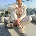 CUSHIONAIRE Gabby Woven Mary Jane Ballet Flats for Women, Comfortable Dressy Flat Shoes with Adjustable Gold-Tone Buckle and Memory Foam Cushioning, Cream 7.5