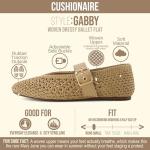 CUSHIONAIRE Gabby Woven Mary Jane Ballet Flats for Women, Comfortable Dressy Flat Shoes with Adjustable Gold-Tone Buckle and Memory Foam Cushioning, TAN 9