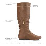 Rollda SUEDI Women's Slouchy Knee High Boots Pull On Flat Boots Side Zipper Fall Boots for Women