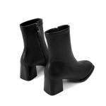 SOVANYOU Women's Ankle Boots Dressy Square Toe Block Heel Booties Side Zipper Comfortable Black Boots for Work Office Evening Outfits