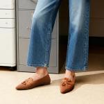 DREAM PAIRS Flats for Women Pointed Toe Foldable Knit Ballet Flats Comfortable Slip-On Dress Shoes Elegant Bow Flats for Work Office Business Casual Travel,Size 8.5,Brown,SDFA26001W