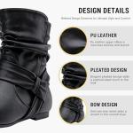 Vepose Women's Slouch Ankle Flat Boots, Black Fashion Short Low Heel Zipper 939A Booties, Size 11M US, (CJY939A blackpu 11)