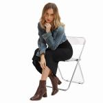 MOTIMODEN Womens Ankle Boots Chunky Mid Heel Brown Booties Retro Square Pointed Toe Side Zipper Short Boots Heeled Shoes for Women Fall Winter Brown XYY-M2005BR