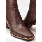 MOTIMODEN Womens Ankle Boots Chunky Mid Heel Brown Booties Retro Square Pointed Toe Side Zipper Short Boots Heeled Shoes for Women Fall Winter Brown XYY-M2005BR