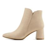 mysoft Women's Ankle Boots Chunky Block Low Heel Comfortable Pointed Toe Side V Cutout Dressy Office Booties with Zipper