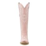 vodvob Western Cowboy Boots for Women Embroidered Rhinestones Knee High Cowgirl Boots Pointed Toe Chunky Heel Fashion Retro Classic Tall Boot