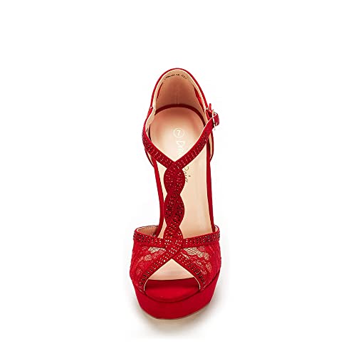 DREAM PAIRS Women's Red Peep Toe Stilettos