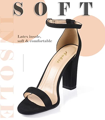 Ankis Black Open Toe Ankle Strap Heels