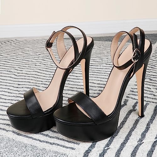 MERUMOTE Women's Sky High Platform Heels - Black