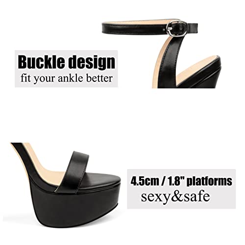 MERUMOTE Women's Sky High Platform Heels - Black