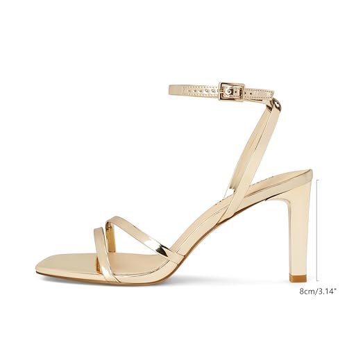 SOVANYOU Women's Gold Strappy Stiletto Heels