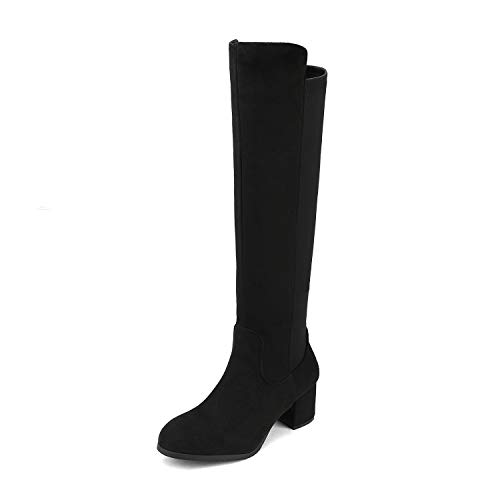 DREAM PAIRS Women's Black Stretchy Knee High Boots