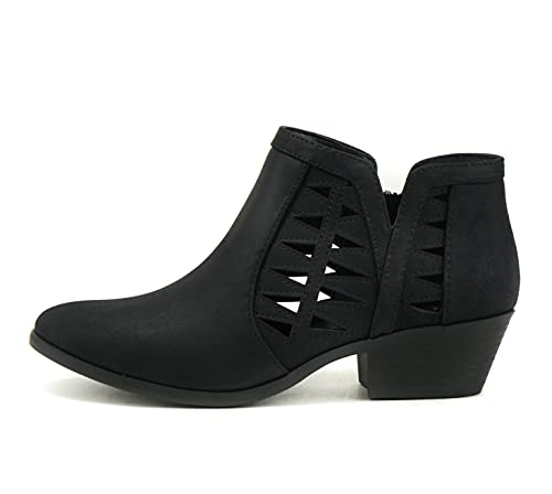 Soda Chance Women's Cut Out Block Heel Booties