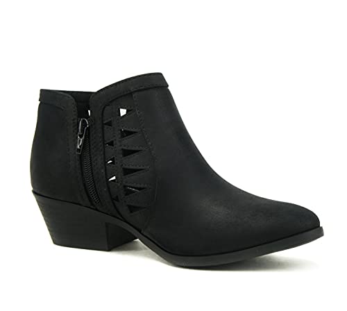Soda Chance Women's Cut Out Block Heel Booties