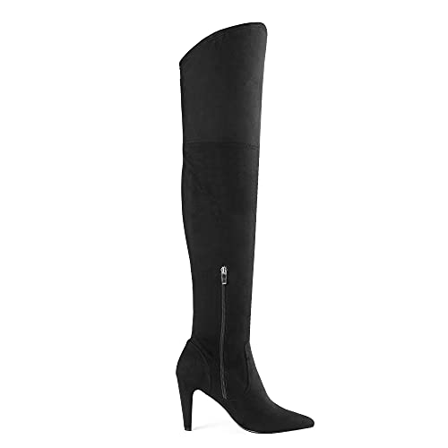 DREAM PAIRS Women's Black Thigh High Suede Boots