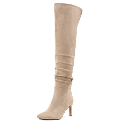 Women’s Thigh High Stiletto Heel Boots - Khaki