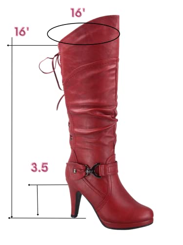 TOP Moda Page-65 Red Lace-Up Knee High Boots