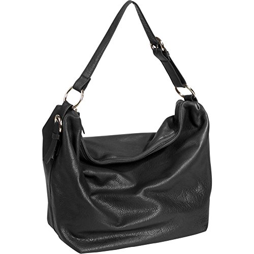 Black Cashmere Zip Top Floppy Handbag