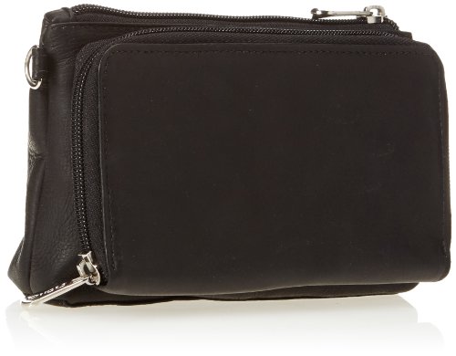 Black Piel Leather Shoulder Bag Wristlet for Women