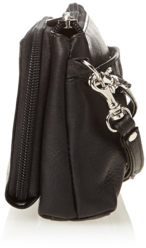 Black Piel Leather Shoulder Bag Wristlet for Women