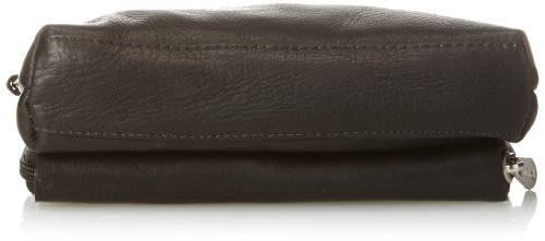 Black Piel Leather Shoulder Bag Wristlet for Women