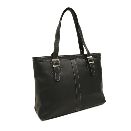 Piel Leather Black Laptop Tote for Women